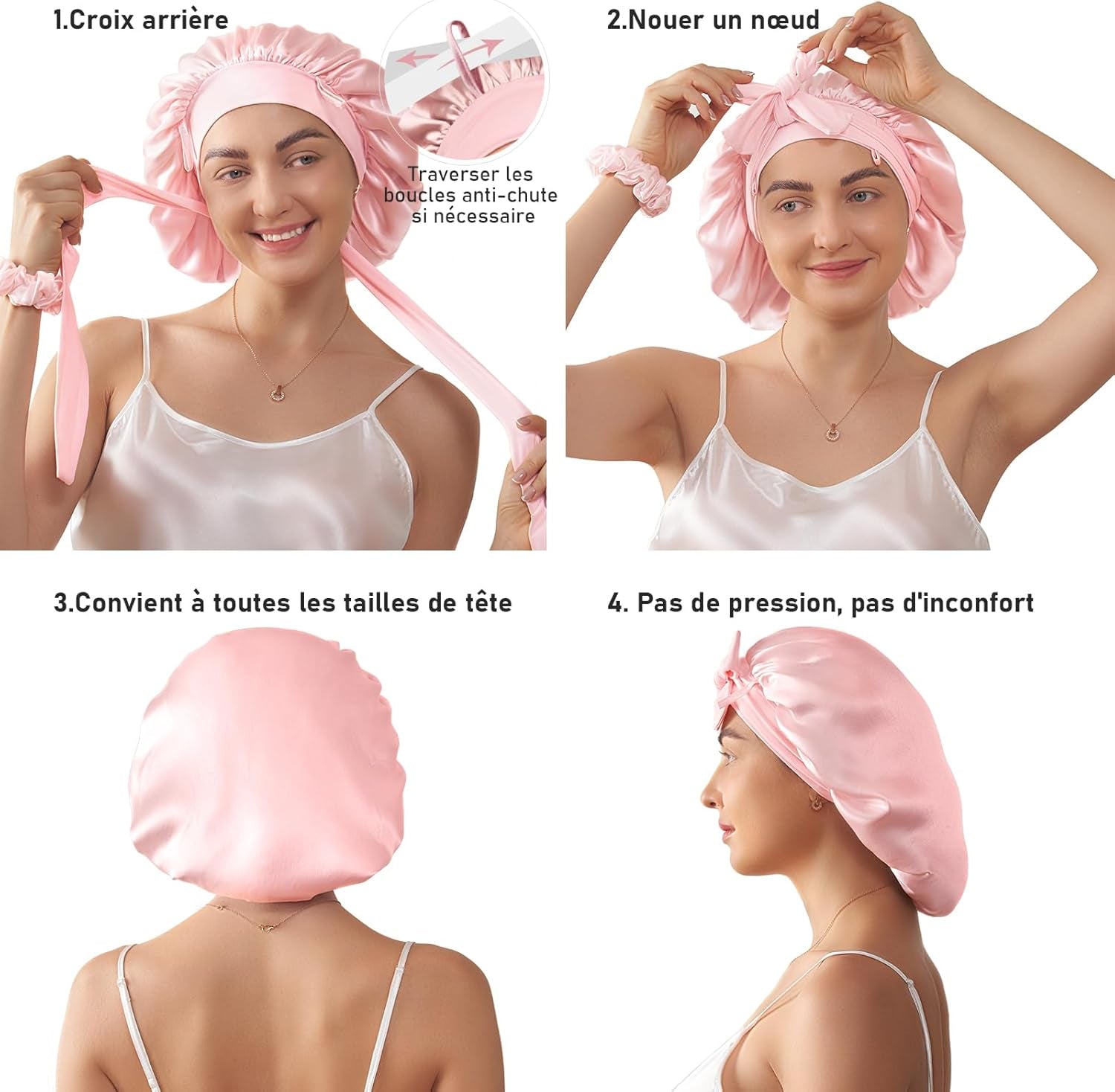 Bonnet de Nuit en Soie Mûrier 22 Momme - Élégance et Confort pour Vos Cheveux avec Bande Réglable et Chouchou Inclus