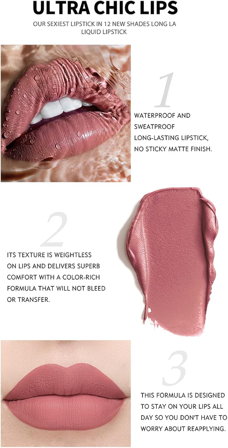 6 Couleurs Set Rouge À Lèvres Liquide Mat, Mat Rouge À Lèvres Nude Ensemble Velouté Longue Durée Antiadhésif Tasse, Cadeau De Rouge À Lèvres (02)